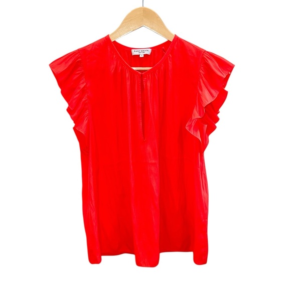 NEW Ramy Brook Destinee Cap Sleeve Top Flame Orange - Picture 2 of 4